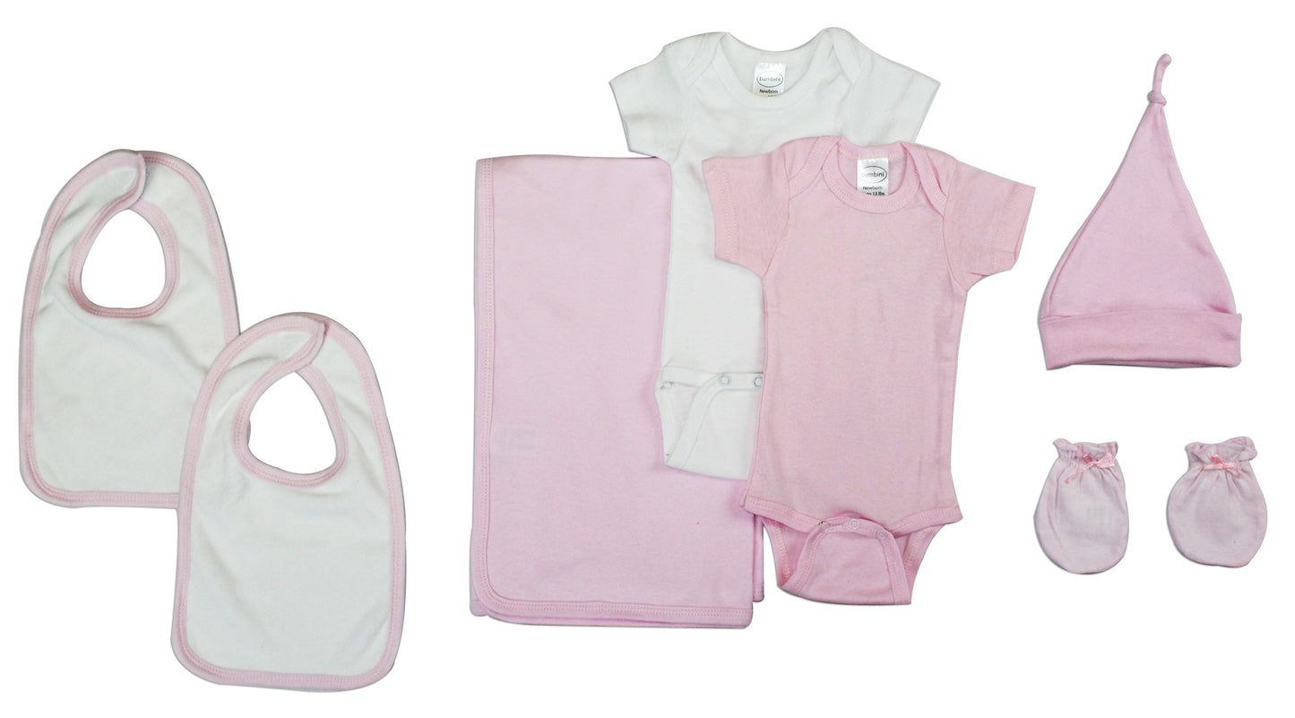Bambini Newborn Baby Girl 7 Pc Layette Gift Set