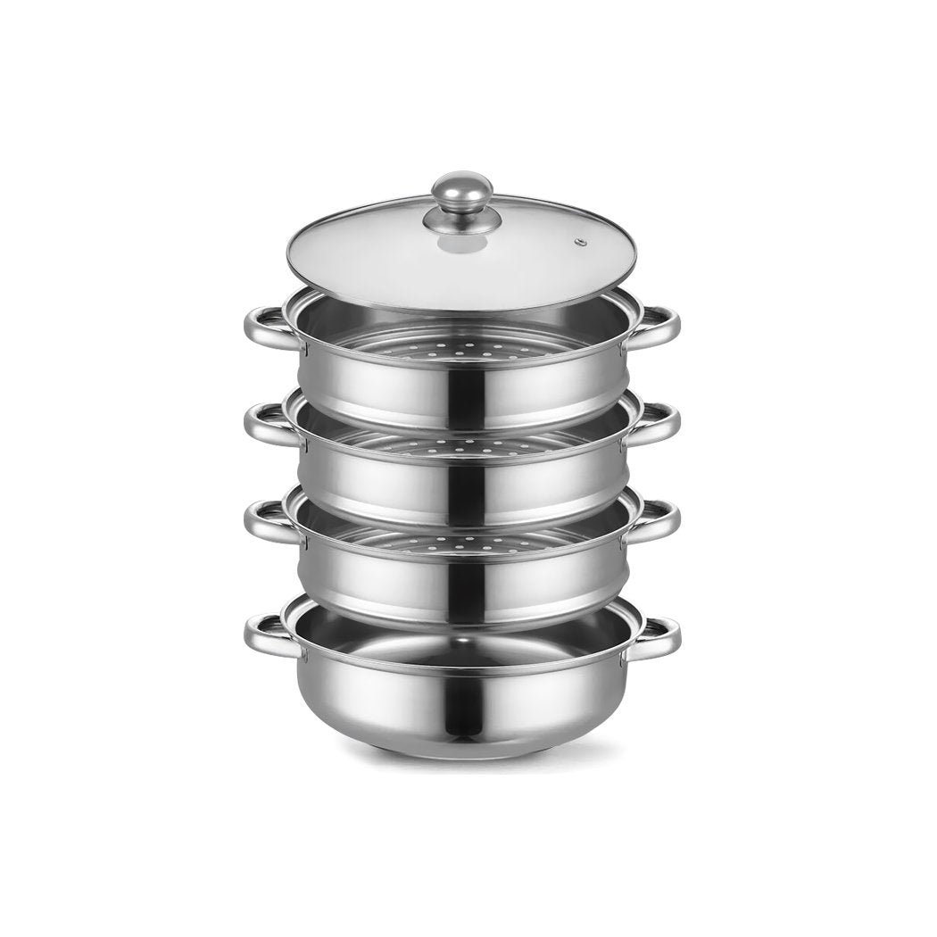 4 Tier Stainless Steel Steamer Meat Vegetable Cooking Steam Hot Pot