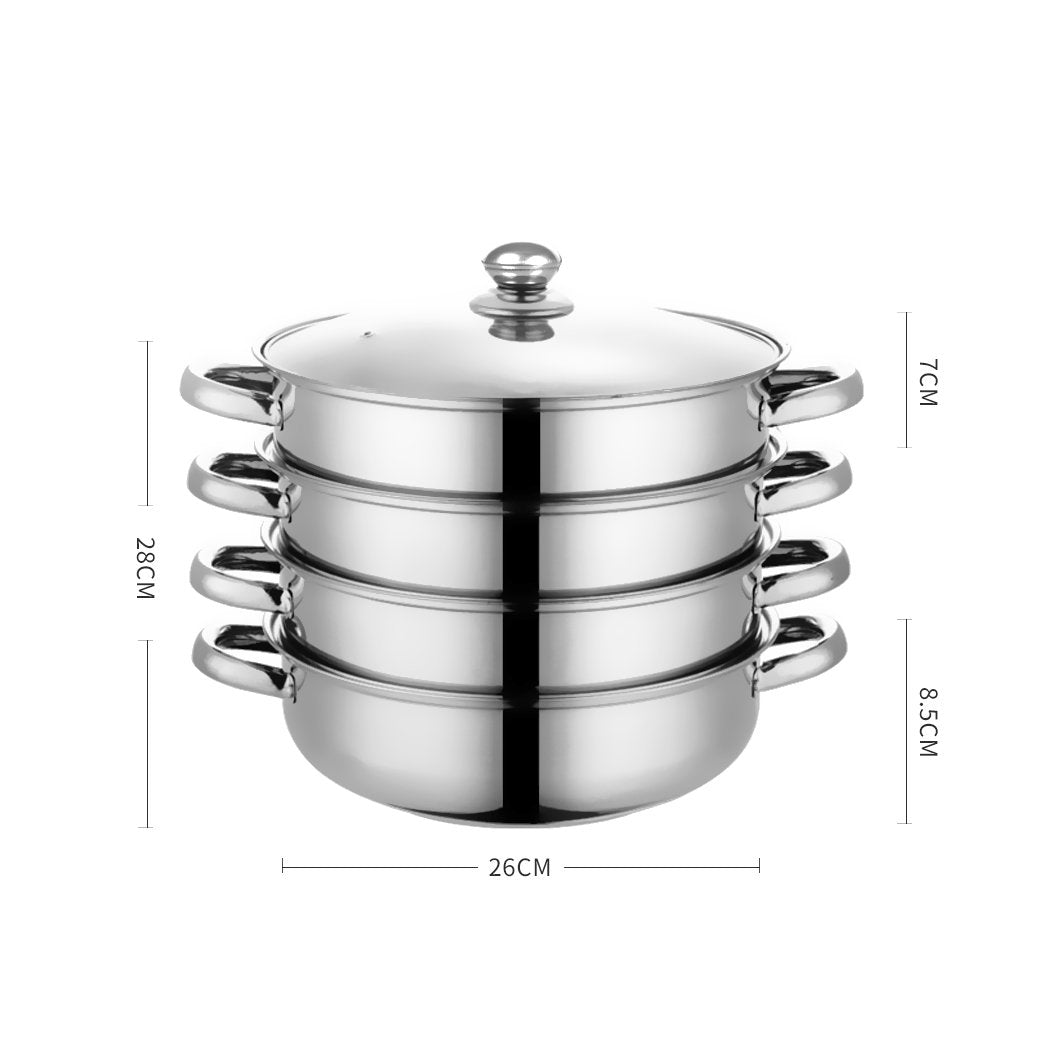 4 Tier Stainless Steel Steamer Meat Vegetable Cooking Steam Hot Pot