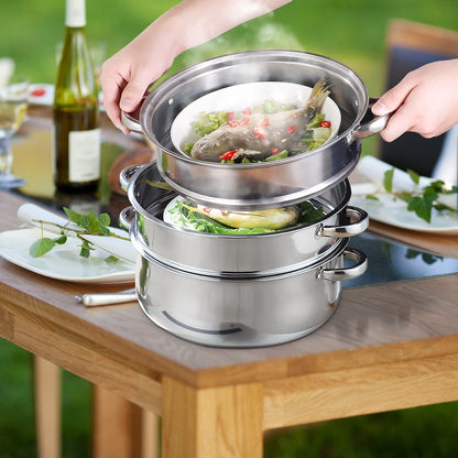 4 Tier Stainless Steel Steamer Meat Vegetable Cooking Steam Hot Pot