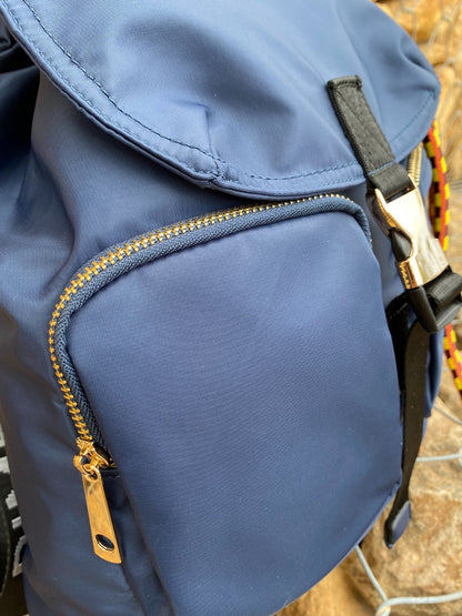 Belted Blue Backpack