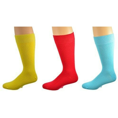 Sierra Socks Men's Crew Cotton Solid Vibrant Colorful Seamless Toe