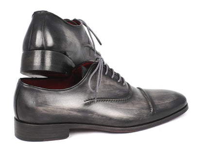 Paul Parkman Captoe Oxfords Gray & Black Hand Painted Shoes