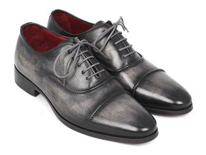 Paul Parkman Captoe Oxfords Gray & Black Hand Painted Shoes