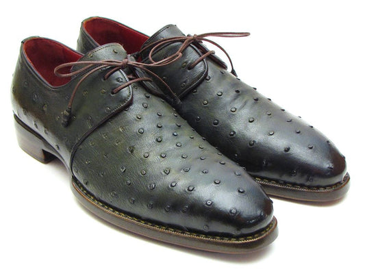 Paul Parkman Goodyear Welted Green Genuine Ostrich Derby Shoes