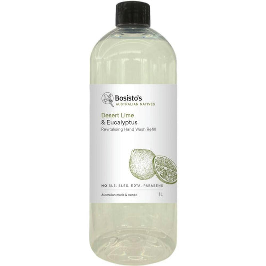 1L Hand Wash Refill Lime Eucalyptus Bosisto's Revitalising Soap Free