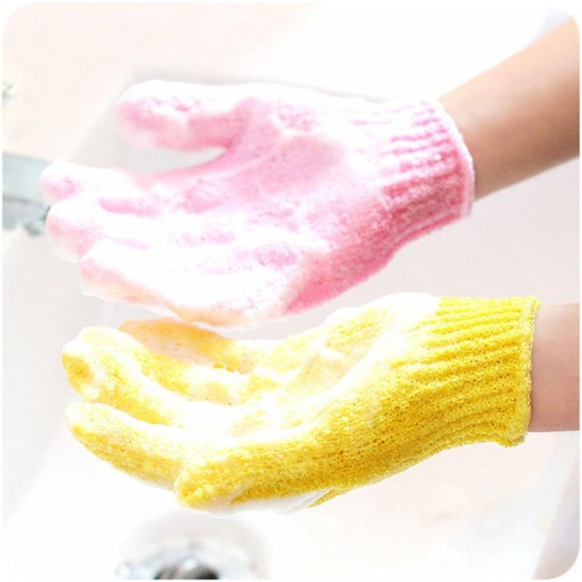 1PairShower Gloves Exfoliating Wash Skin Spa Bath