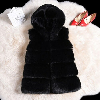 2022 Winter Sleeveless Artificial Fox Fur Coat Gilet Faux Fur Jacket