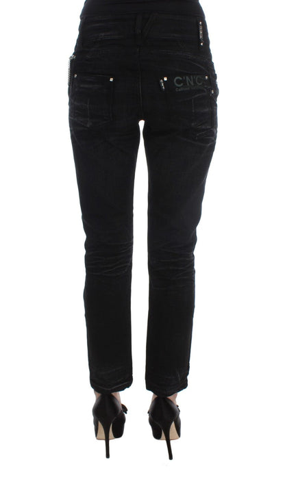Costume National Black Cotton Slouchy Slims Fit Jeans