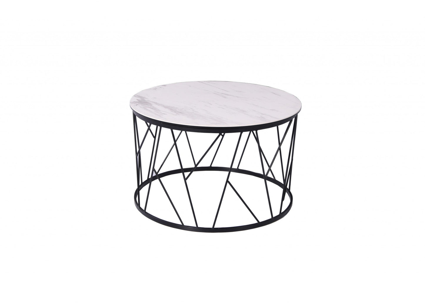 23" X 23" X 16" White   Black Ceramic Iron Side Table