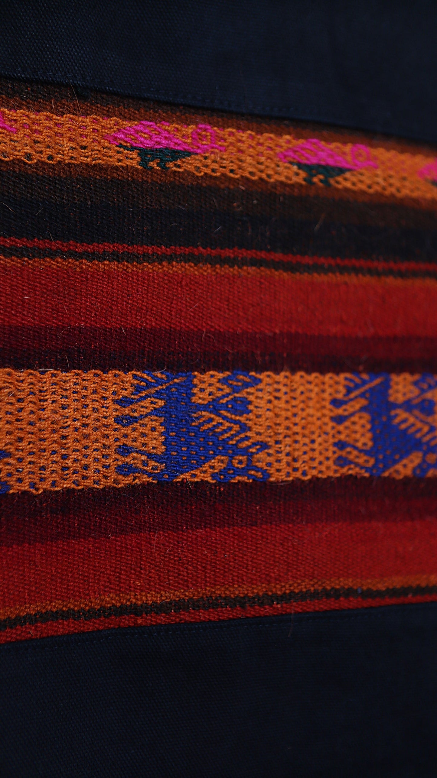 Land R, Peruvian Made, Handwoven Matte Black Tote Bags, Sunset
