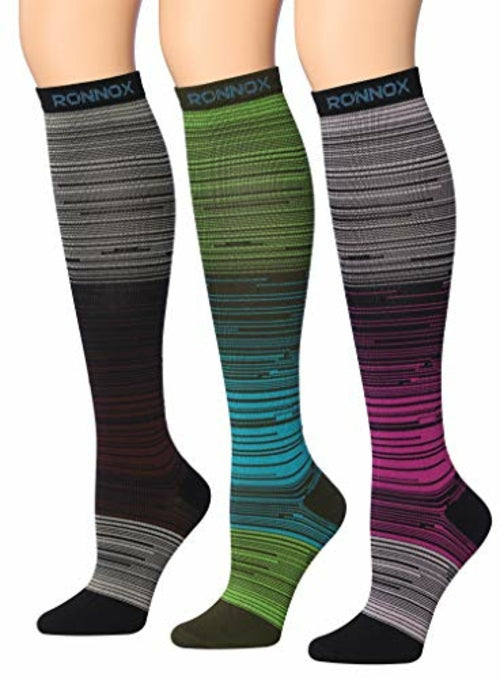Ronnox Compression Socks for Men & Women Colorful Patterned Knee High