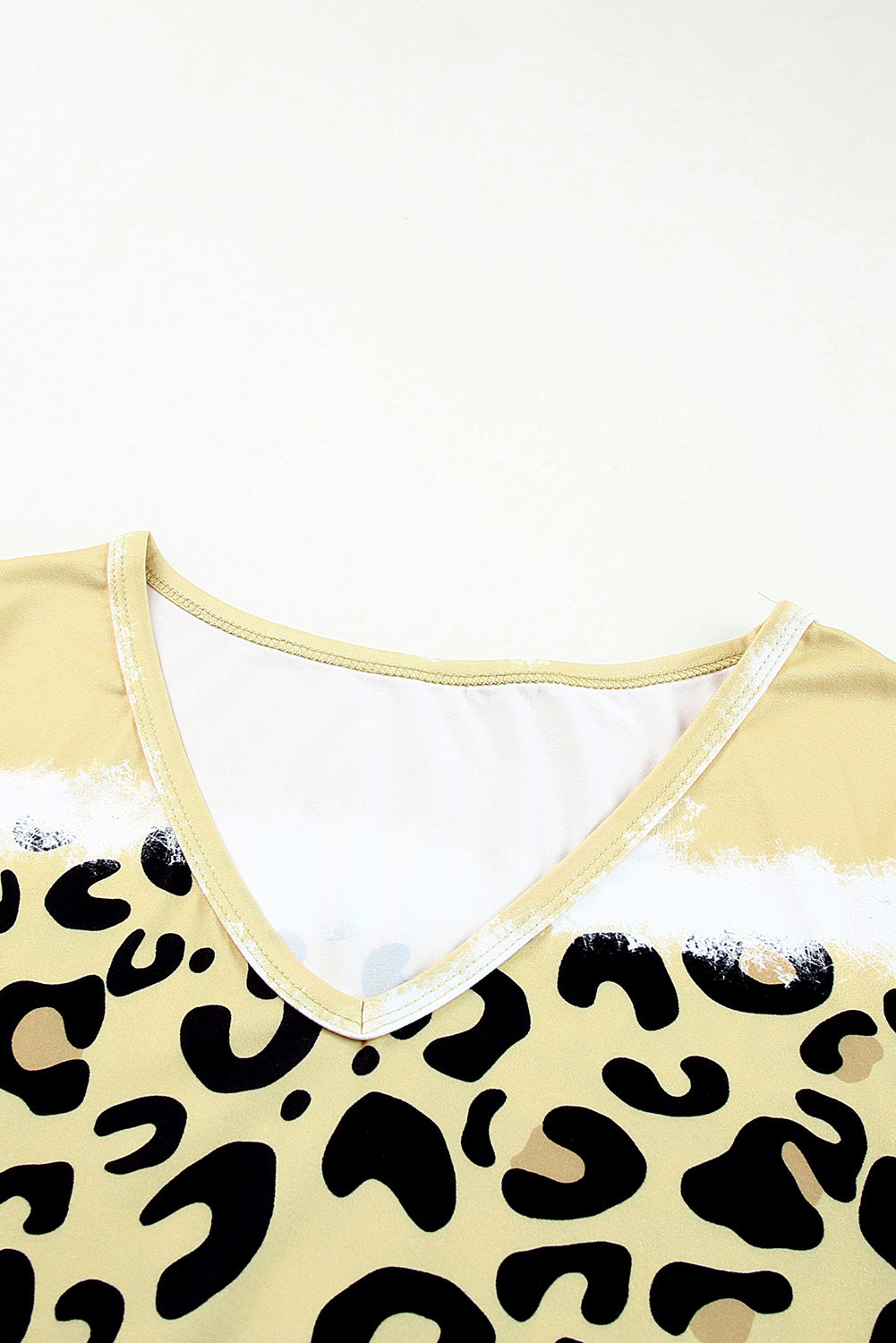 Yellow Leopard Color Block V-Neck T-shirt Dress