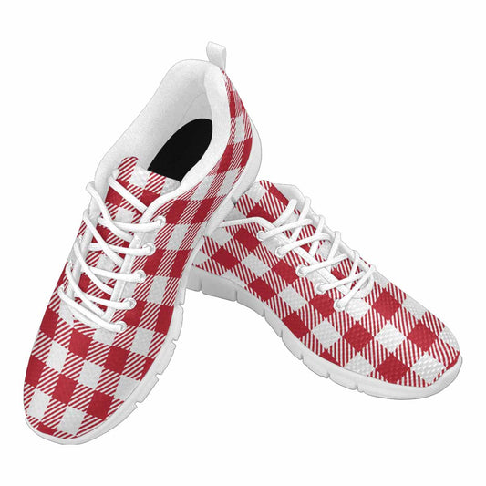 Uniquely You Sneakers for Men,   Buffalo Plaid Red and White - Running