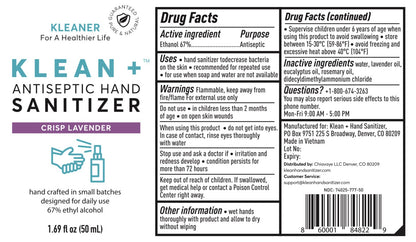 Klean + Hand Sanitizer Crisp Lavender 50ml (3Pack)