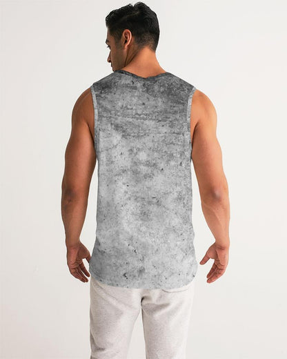 Uniquely You Mens Graphic Tank Top, Black & Gray Grunge Print