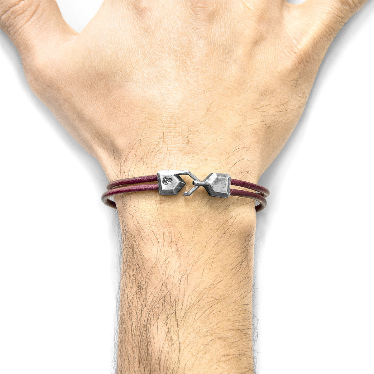 Bordeaux Red Cromer Silver & Leather Bracelet