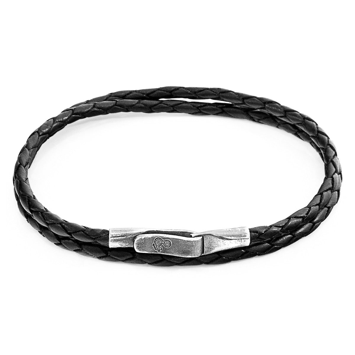 Coal Black Liverpool Silver & Leather Bracelet