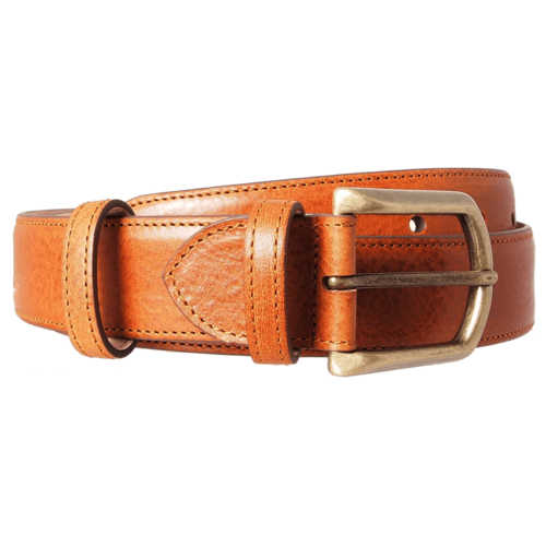 34 mm Antique Buckle Leather Belt Tawny