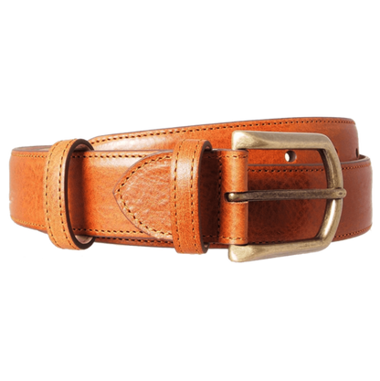 34 mm Antique Buckle Leather Belt Tawny