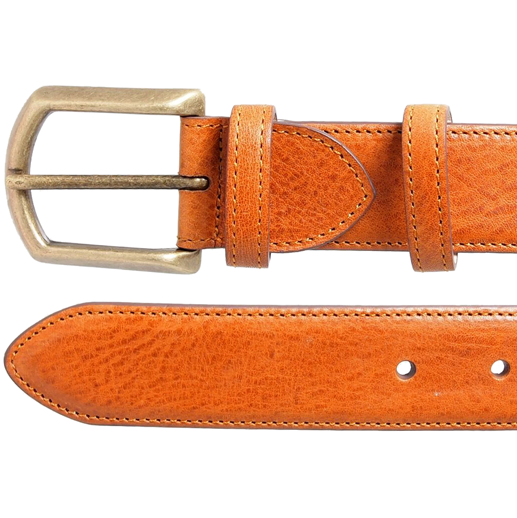 34 mm Antique Buckle Leather Belt Tawny