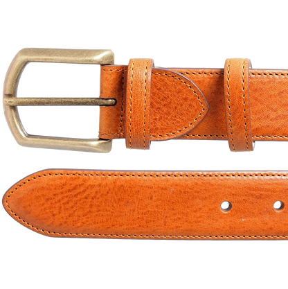 34 mm Antique Buckle Leather Belt Tawny