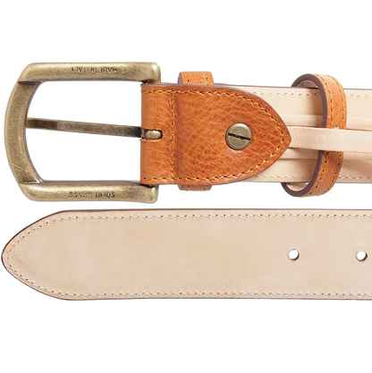 34 mm Antique Buckle Leather Belt Tawny