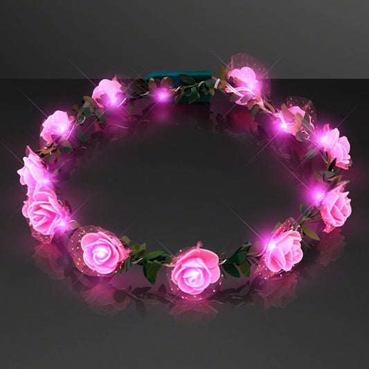 Blinkee A190 Light Up Pink Rose Flower Princess Halo Crown Headband