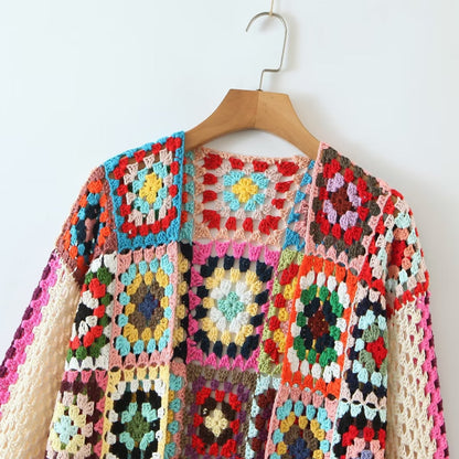 Hand Knitted Cardigan Open Stitch Crochet Jacket