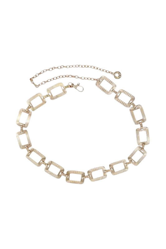 "CHAINED" Gold Rectangular Chain Waist Belt