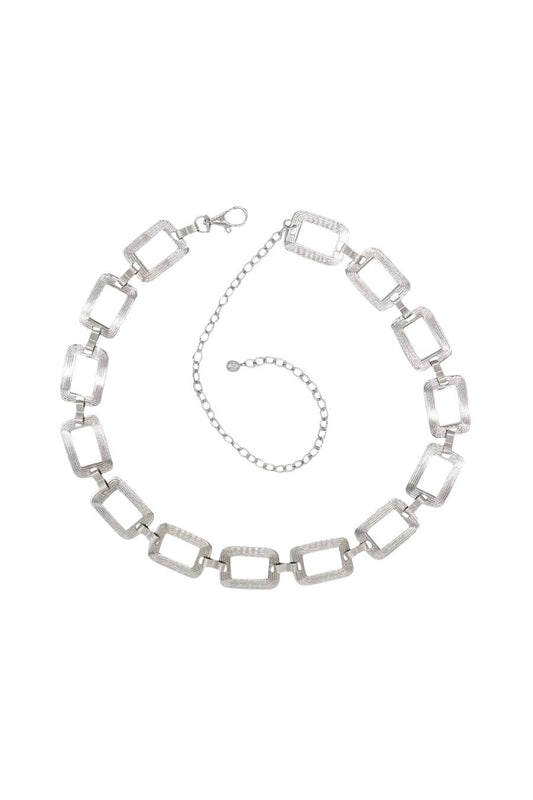 "CHAINED" Silver Rectangular Waist Chain Belt