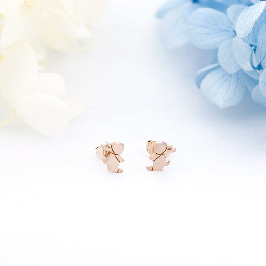 Cute Small Origami Rabbit Earrings For Women Kids