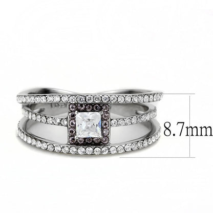 DA257 - High polished (no plating) Stainless Steel Ring with AAA Grade