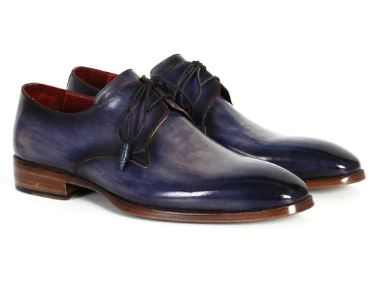 Paul Parkman Men's Blue & Navy Hand-Painted Derby Shoes (ID#PP2279)