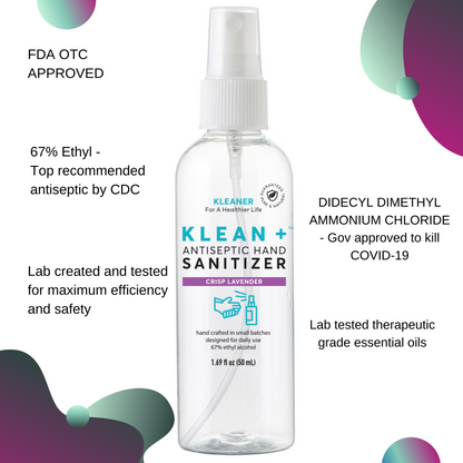 Klean + Hand Sanitizer Crisp Lavender 50ml (3Pack)
