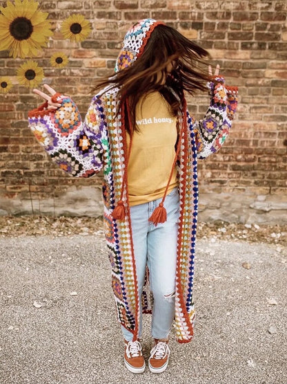 Bohemian Crochet Cardigan Vintage Jacket Coat