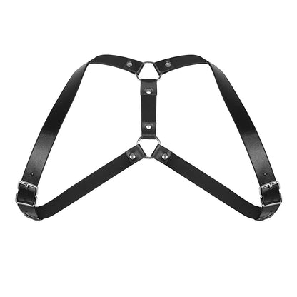 Men Black Adjustable Imitation Leather Double Shoulders Punk Costume Straps Men Harness Adult BDSM Bondage Belt Lingerie