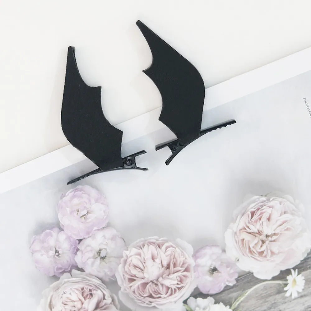 1Pair Devil Hairgrips Bat Hair Clips Wings Bat Hairpins Dress-up Costume Halloween Cosplay Party Hair Accessories