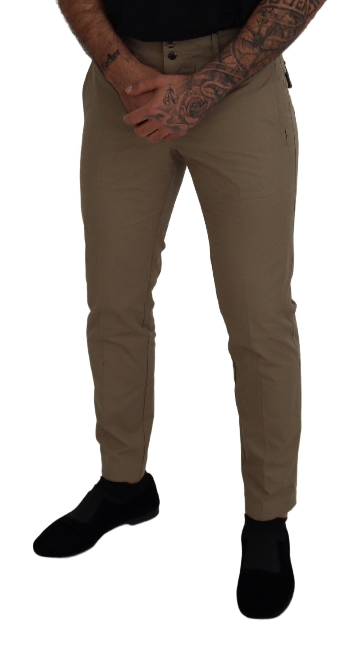 Dolce & Gabbana Brown Cotton Slim Fit Mens Pants