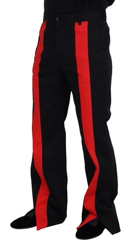 Dolce & Gabbana Black Red Men Straight Leg Pants