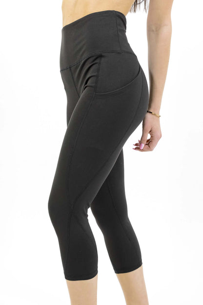 Seajoy Athletic High-Waisted Capri Leggings with Hip Pockets