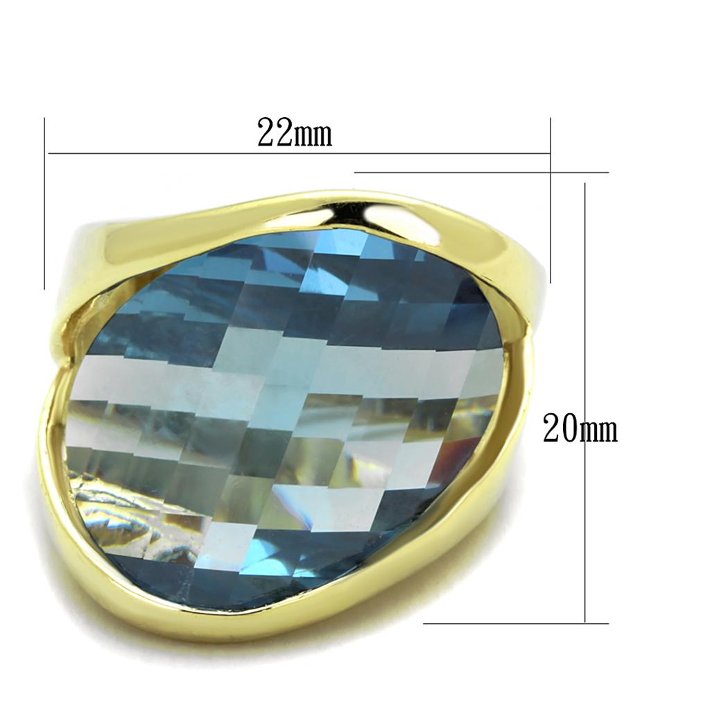 LOS826 - Gold 925 Sterling Silver Ring with Synthetic Synthetic Glass