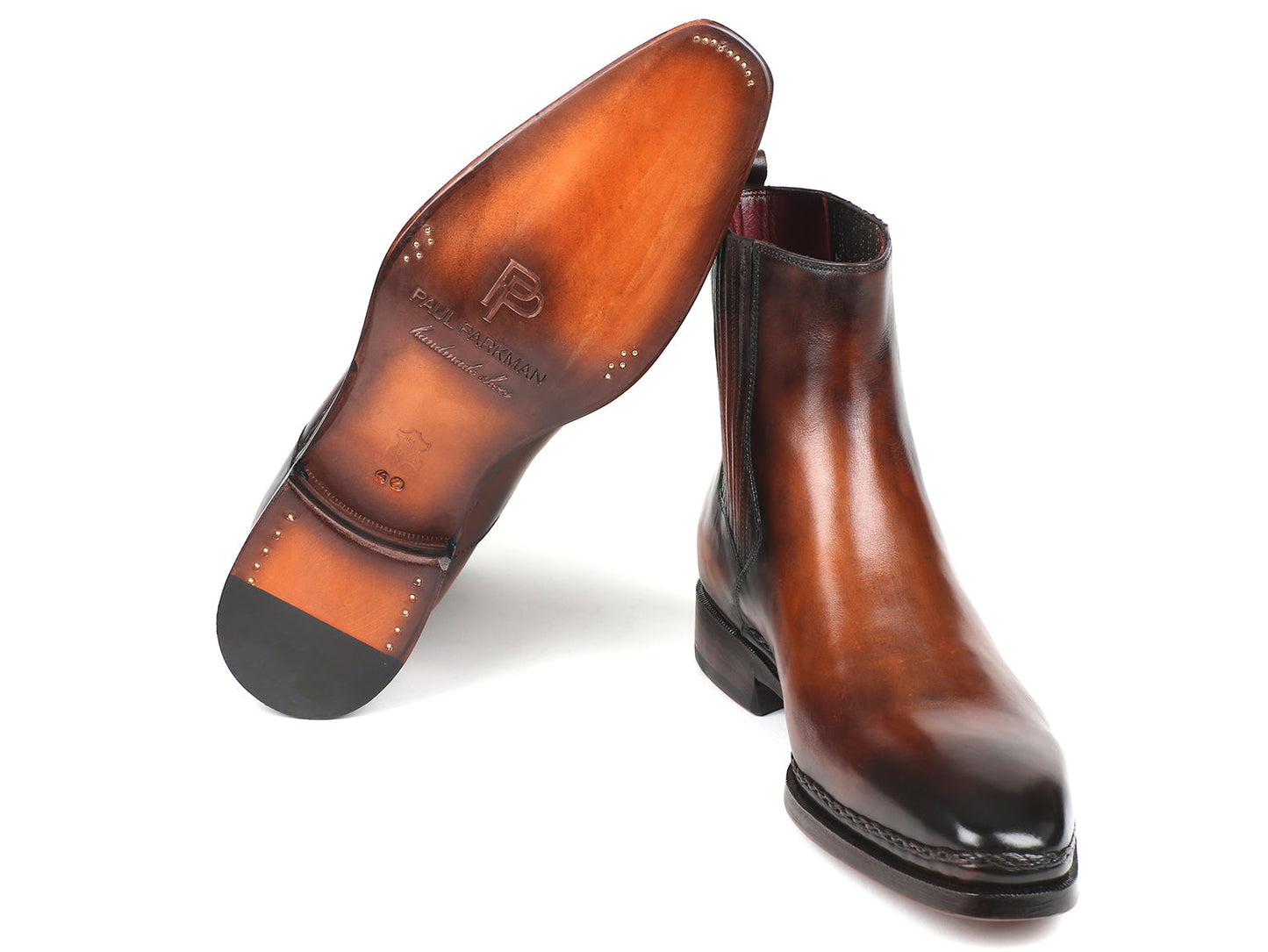 Paul Parkman Chelsea Boots Brown Burnished Leather (ID#BT57-BRW)