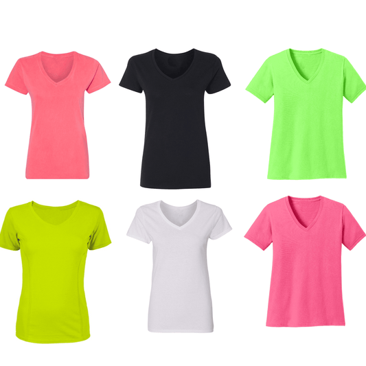 6-Pack Women's Short Sleeve V-Neck T Shirts