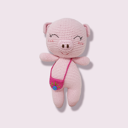 Amigurimi Handmade Pig Doll, Crochet Pig Toy Stuffed Animal Piggy,