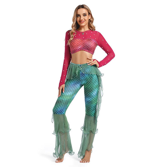 Mermaid Costume Women Halloween Cosplay Sexy Party Long sleeves