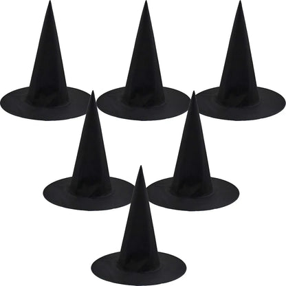 5Pcs Halloween Witch Hat Unisex Black Hats for Adults Kids Halloween Party Supply Cosplay Costume Props Decorations Wizard Caps