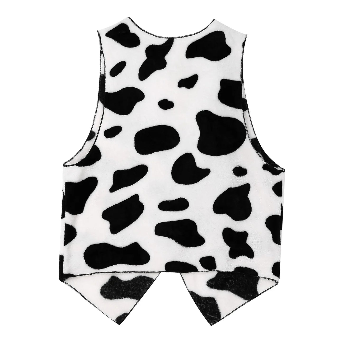 Men's Cow Print Open Front Coat Jacket Vest Halloween Festival Hippie Costume Cowboy Cardigan Cosplay Party Fancy Dress Up