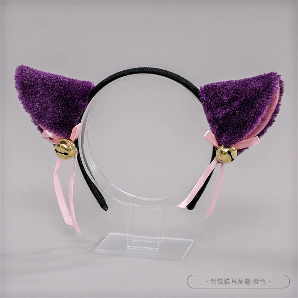 Beautiful Masquerade Halloween Cat Ears Headwear Cosplay Cat Ear Anime Party Costume Bell Headwear Headband Hair Accessories