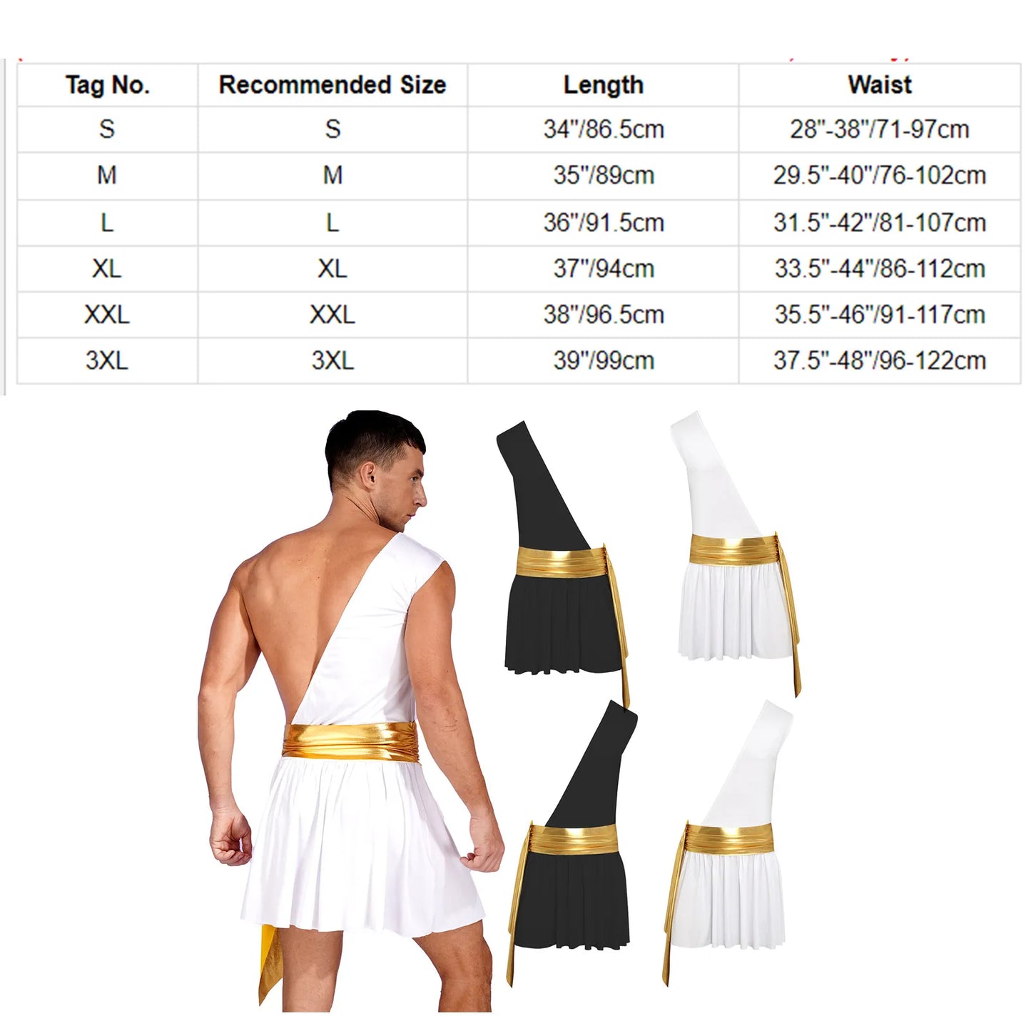 Men's Halloween Role Play Costumes One Shoulder Ancient Greek God Lingerie Knight Warrior Costume Cosplay